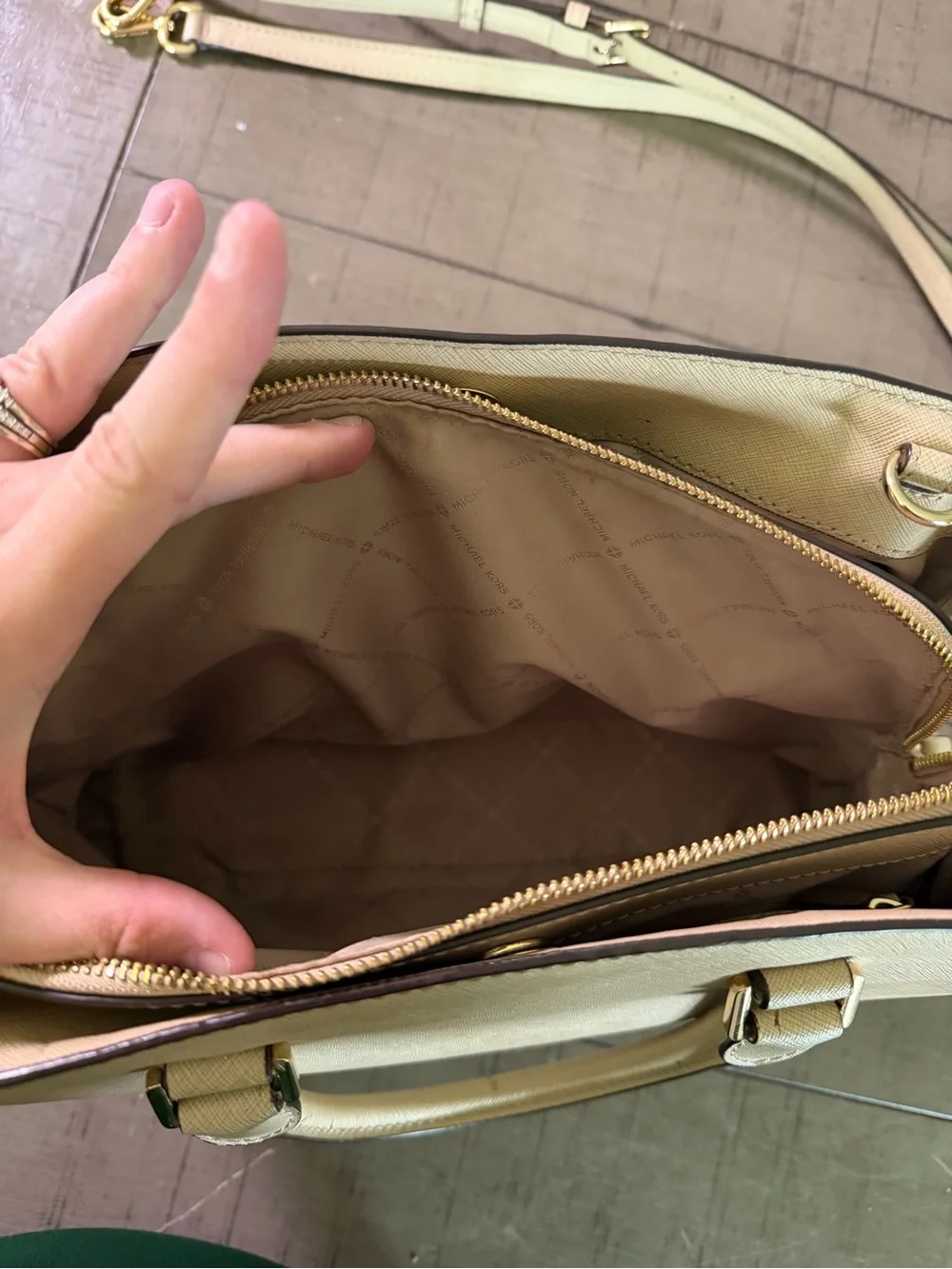Michael Kors Light Tan Saffiano Leather Shoulder Satchel